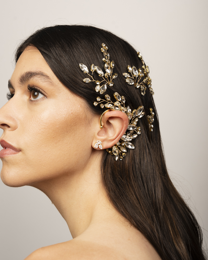 Pendientes de novia moderna con ear cuff